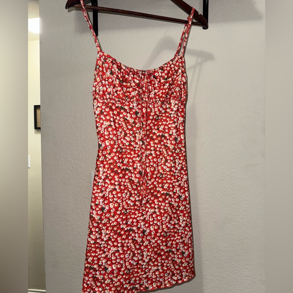 Red Floral Spaghetti Strap Dress - Picture 4 of 7